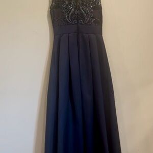 Elegant Eliza J Navy Evening Gown
